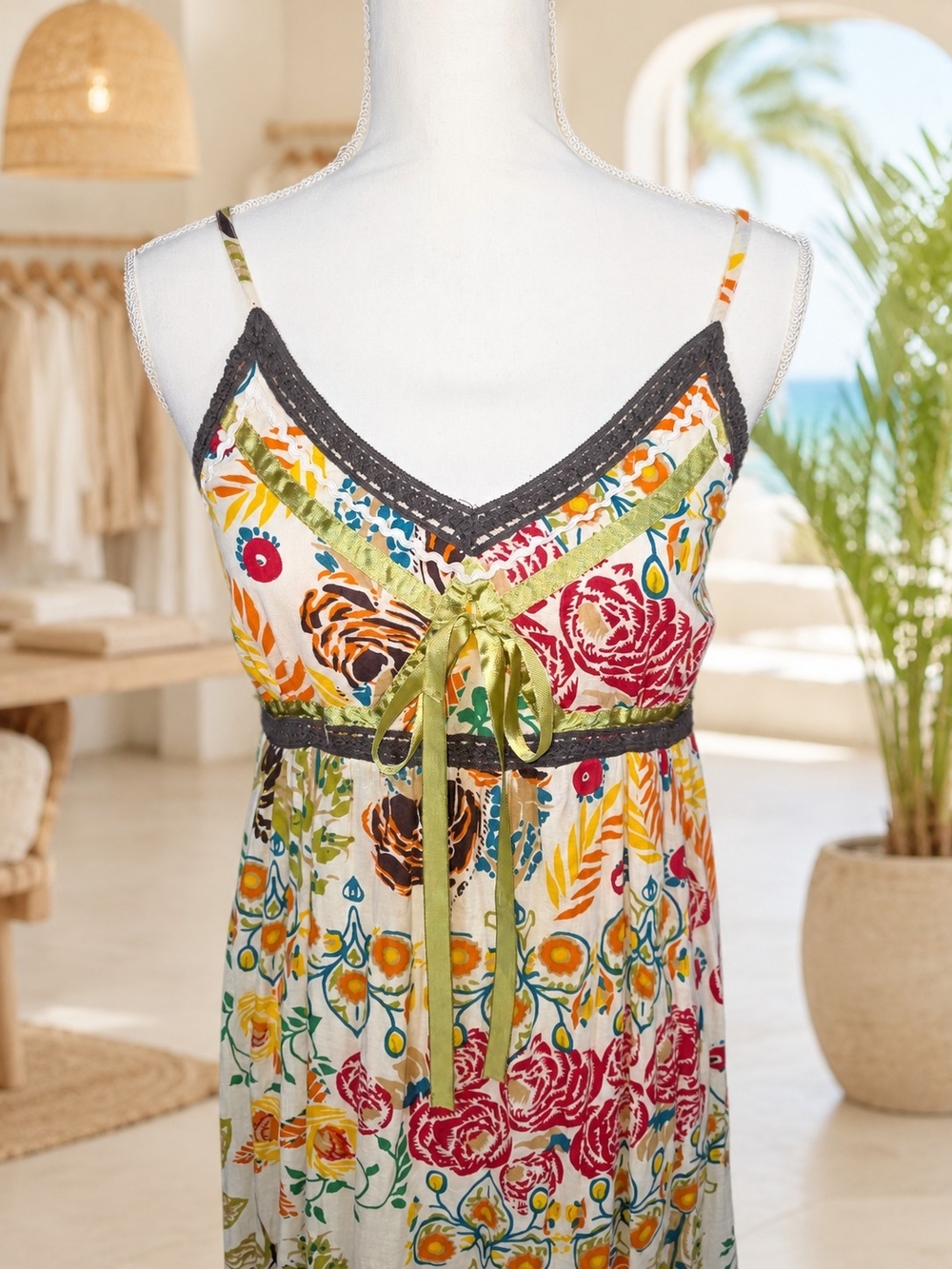 Magic Floral Maxi Dress in White with Multicolor Bho Size M - Picture 4 of 8